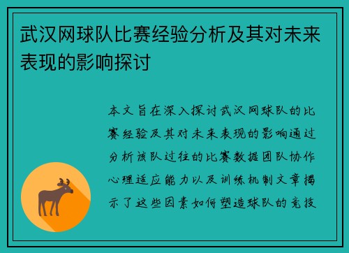 武汉网球队比赛经验分析及其对未来表现的影响探讨
